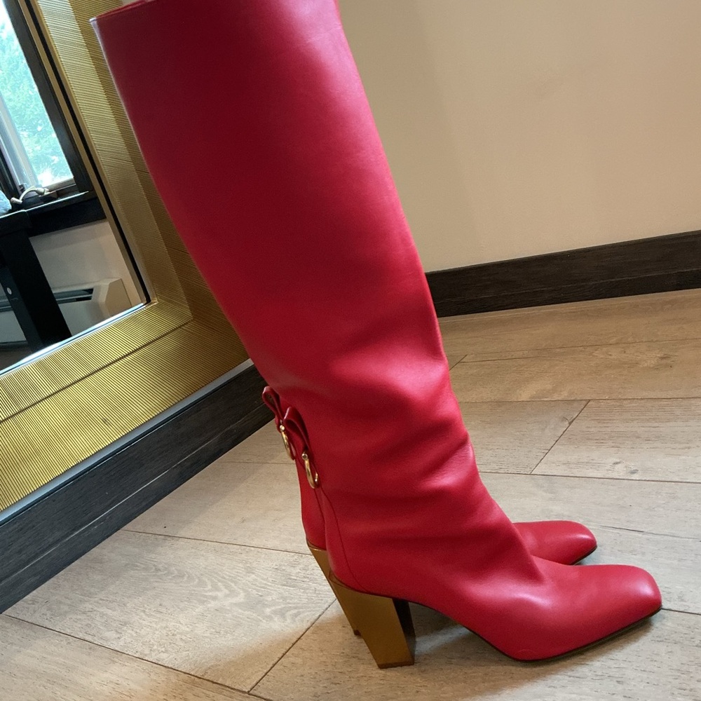 Salvatore Ferragamo Buckle Leather Wedge Boot - Picture 2 of 5